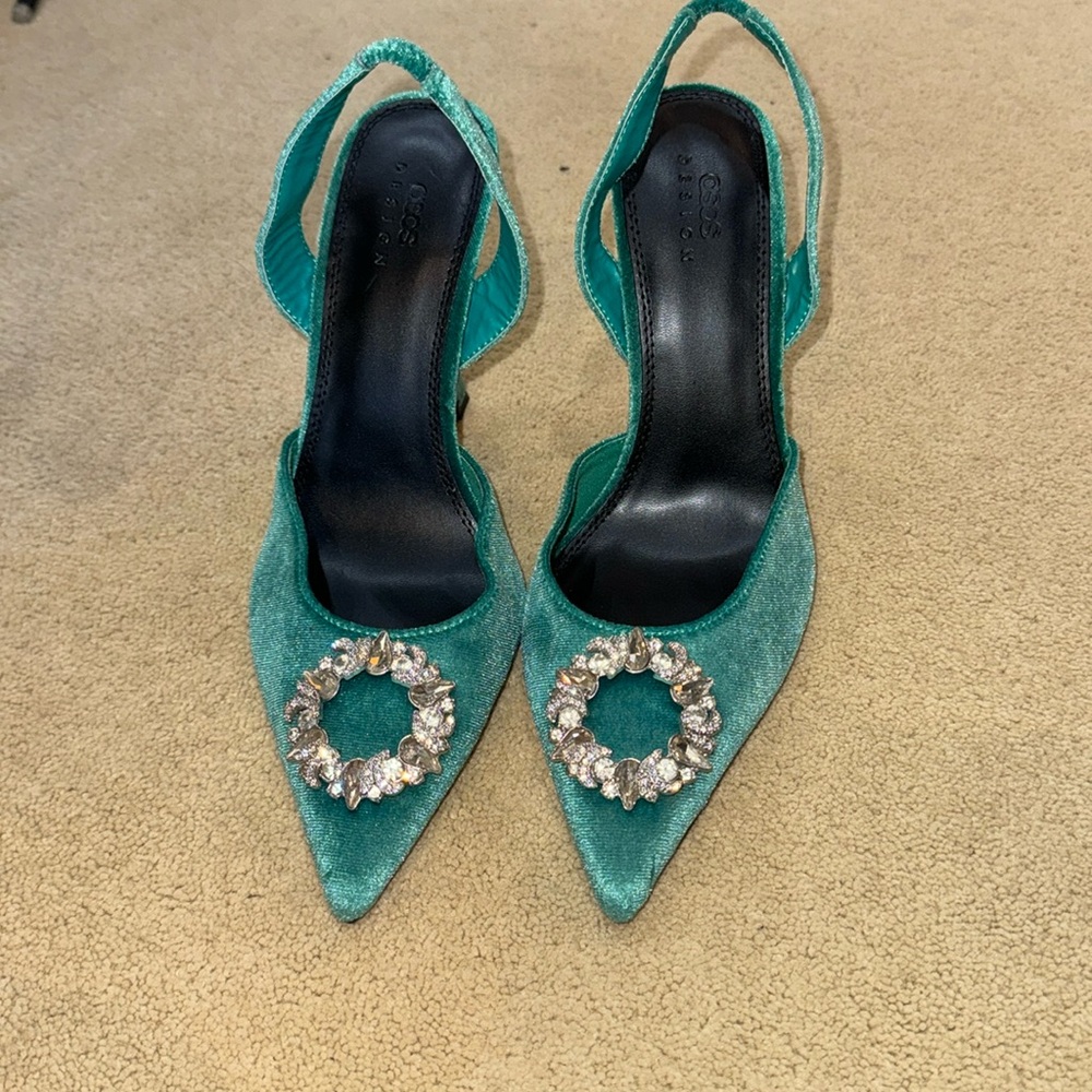 Asos suede green heels